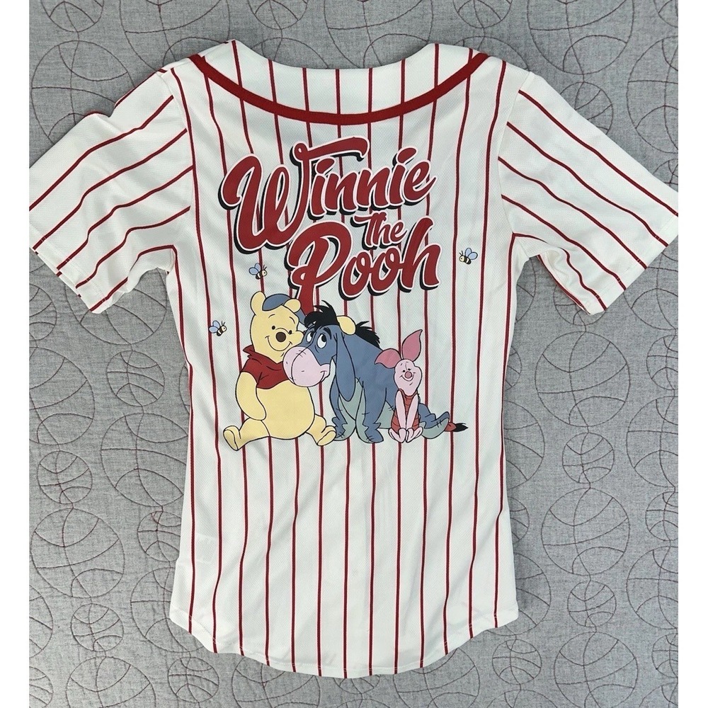 Disney Winnie The Pooh Baseball Jersey Red Pinstripe Women's Size XXS (00) - Picture 1 of 6